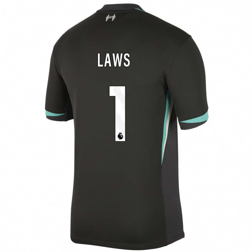 Niño Fútbol Camiseta Rachael Laws #1 Negro Antracita Blanco 2ª Equipación 2024/25 Argentina