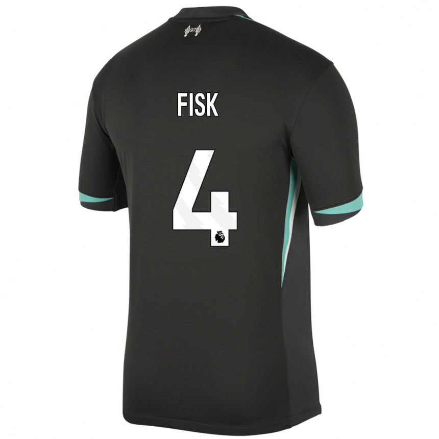 Niño Fútbol Camiseta Grace Fisk #4 Negro Antracita Blanco 2ª Equipación 2024/25 Argentina