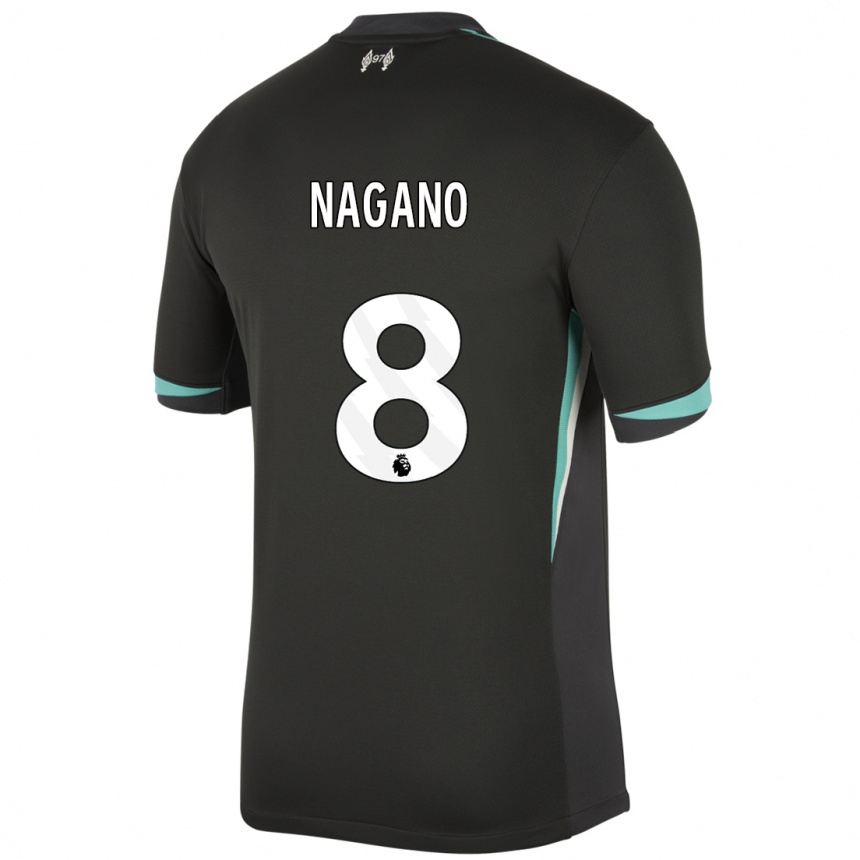 Niño Fútbol Camiseta Fūka Nagano #8 Negro Antracita Blanco 2ª Equipación 2024/25 Argentina