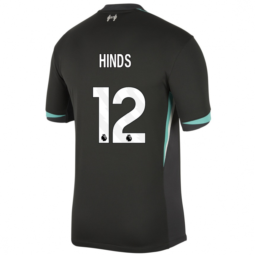 Niño Fútbol Camiseta Taylor Hinds #12 Negro Antracita Blanco 2ª Equipación 2024/25 Argentina