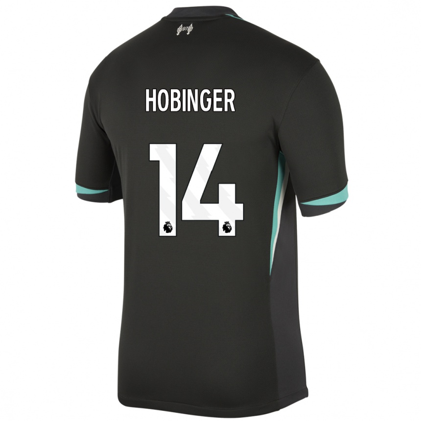 Niño Fútbol Camiseta Marie Höbinger #14 Negro Antracita Blanco 2ª Equipación 2024/25 Argentina