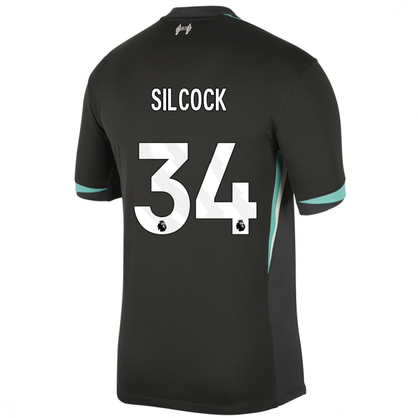 Niño Fútbol Camiseta Hannah Silcock #34 Negro Antracita Blanco 2ª Equipación 2024/25 Argentina