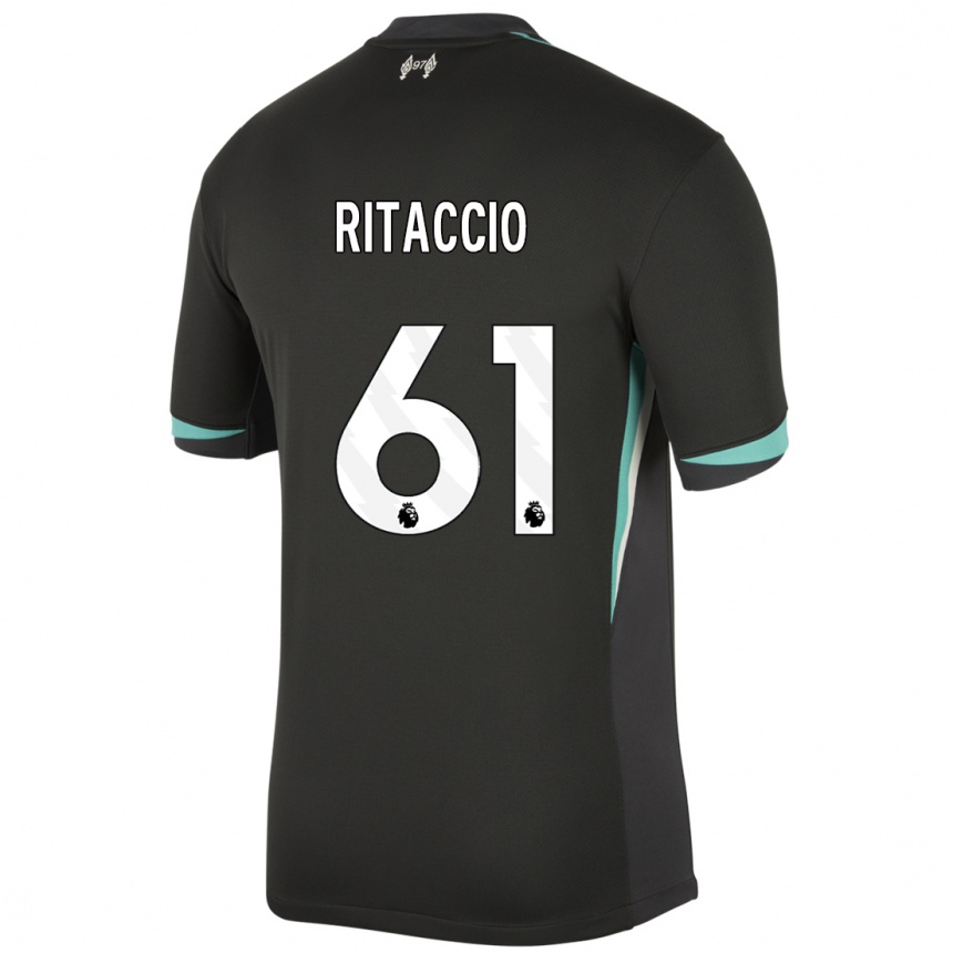 Niño Fútbol Camiseta Matteo Ritaccio #61 Negro Antracita Blanco 2ª Equipación 2024/25 Argentina