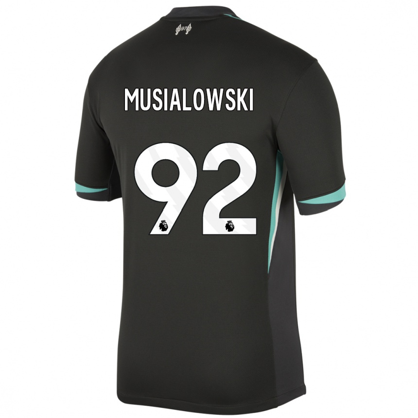 Niño Fútbol Camiseta Mateusz Musialowski #92 Negro Antracita Blanco 2ª Equipación 2024/25 Argentina