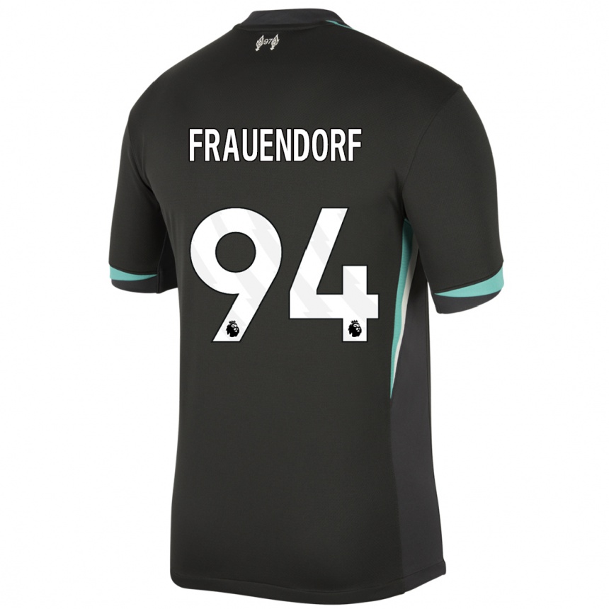 Niño Fútbol Camiseta Melkamu Frauendorf #94 Negro Antracita Blanco 2ª Equipación 2024/25 Argentina