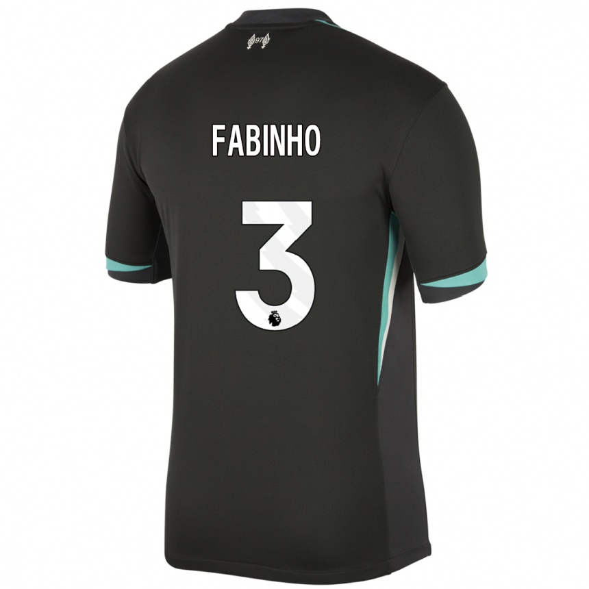 Niño Fútbol Camiseta Fabinho #3 Negro Antracita Blanco 2ª Equipación 2024/25 Argentina