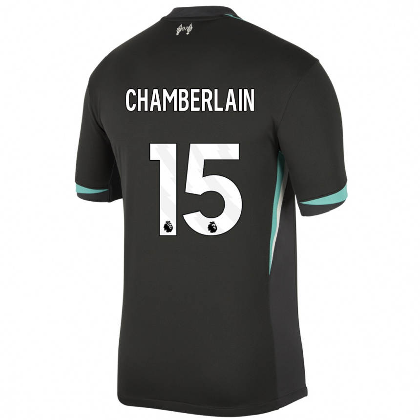 Niño Fútbol Camiseta Alex Oxlade Chamberlain #15 Negro Antracita Blanco 2ª Equipación 2024/25 Argentina