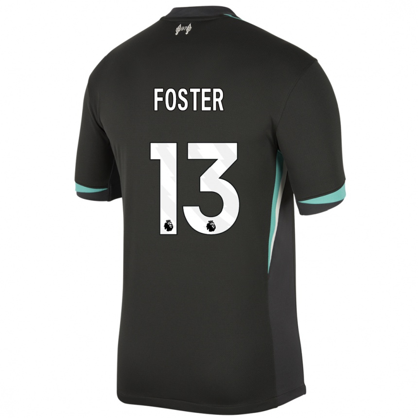 Niño Fútbol Camiseta Rylee Foster #13 Negro Antracita Blanco 2ª Equipación 2024/25 Argentina