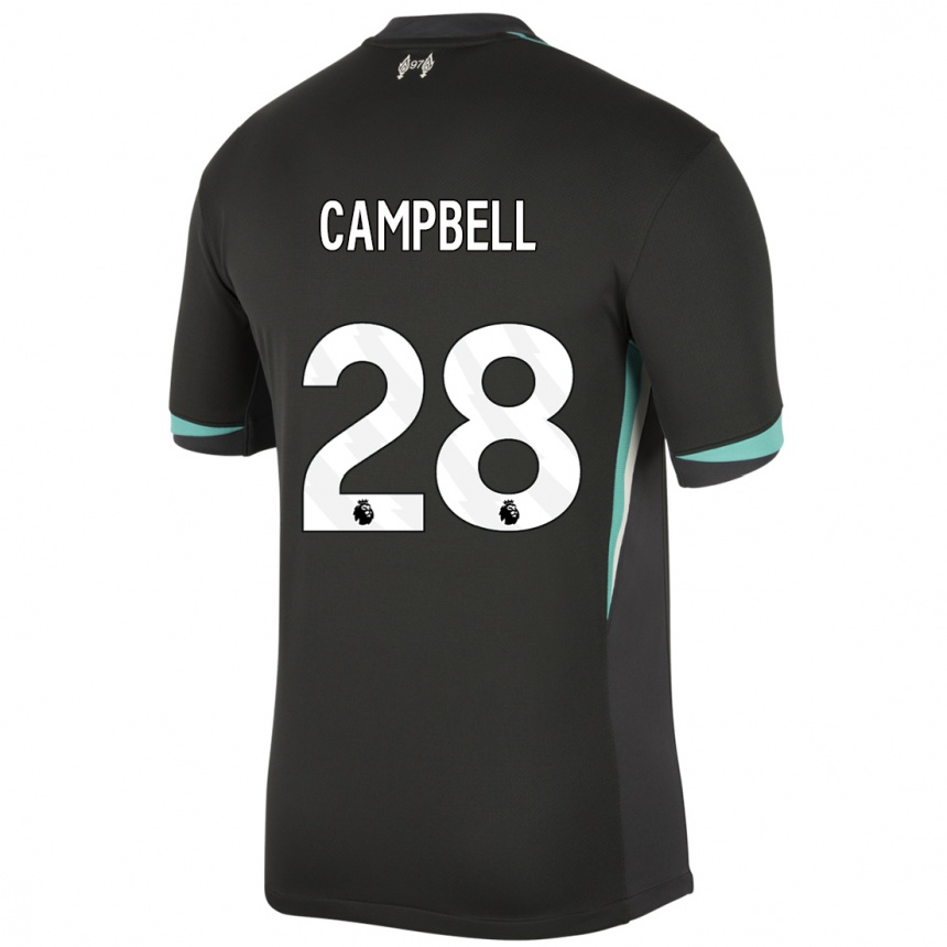 Niño Fútbol Camiseta Megan Campbell #28 Negro Antracita Blanco 2ª Equipación 2024/25 Argentina