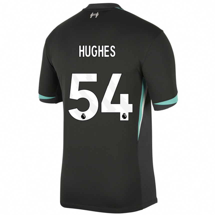 Niño Fútbol Camiseta Liam Hughes #54 Negro Antracita Blanco 2ª Equipación 2024/25 Argentina