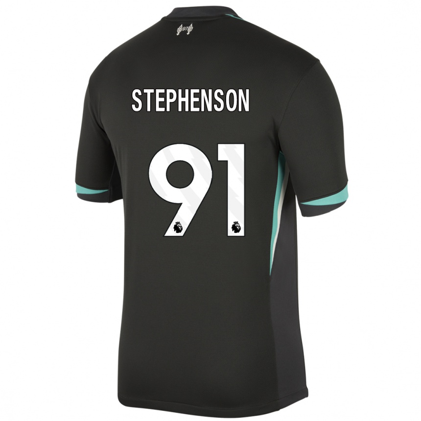 Niño Fútbol Camiseta Luca Stephenson #91 Negro Antracita Blanco 2ª Equipación 2024/25 Argentina