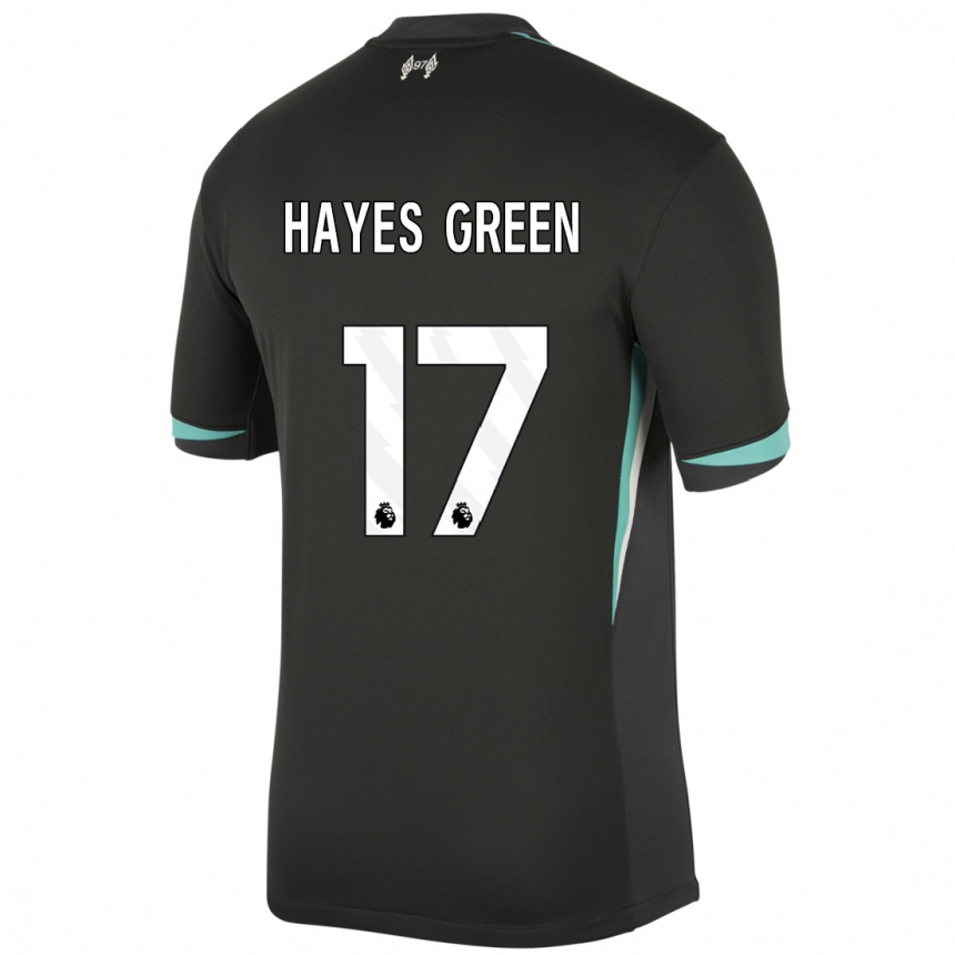 Niño Fútbol Camiseta Charlie Hayes-Green #17 Negro Antracita Blanco 2ª Equipación 2024/25 Argentina