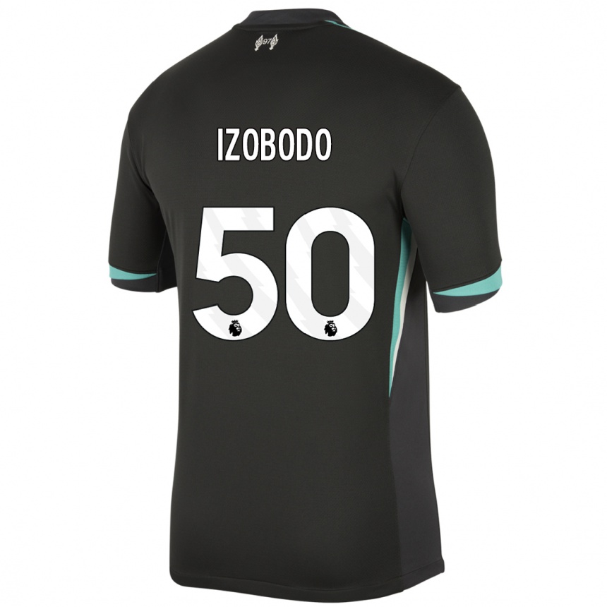 Niño Fútbol Camiseta Elijah Izobodo John #50 Negro Antracita Blanco 2ª Equipación 2024/25 Argentina