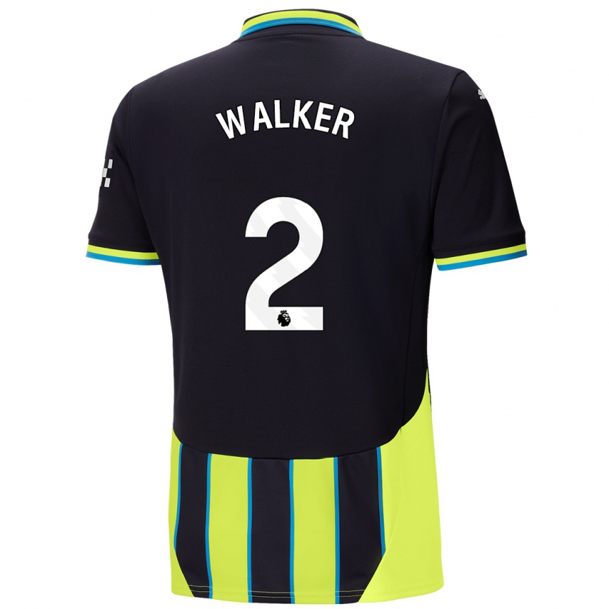 Niño Fútbol Camiseta Kyle Walker #2 Azul Amarillo 2ª Equipación 2024/25 Argentina