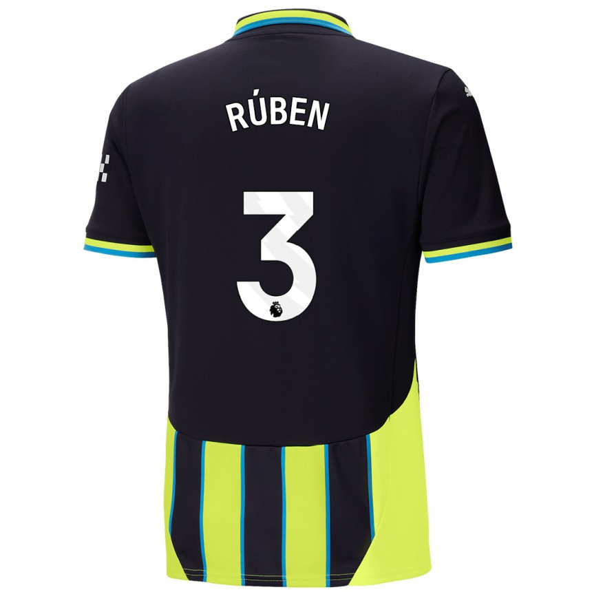 Niño Fútbol Camiseta Ruben Dias #3 Azul Amarillo 2ª Equipación 2024/25 Argentina