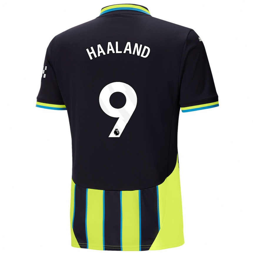 Niño Fútbol Camiseta Erling Haaland #9 Azul Amarillo 2ª Equipación 2024/25 Argentina