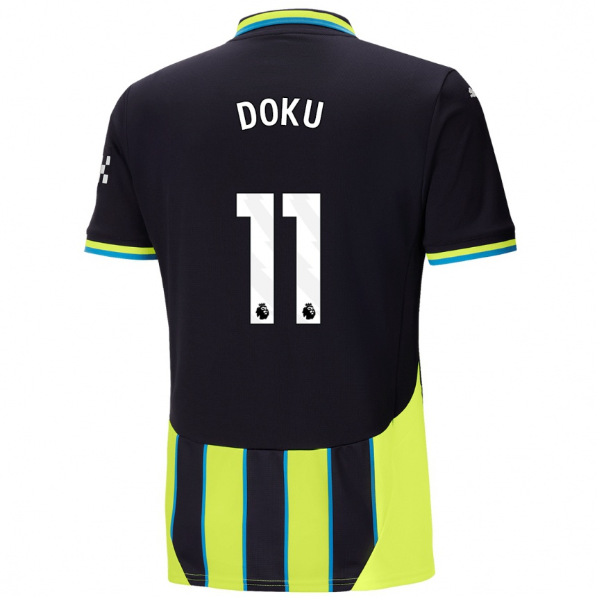 Niño Fútbol Camiseta Jérémy Doku #11 Azul Amarillo 2ª Equipación 2024/25 Argentina