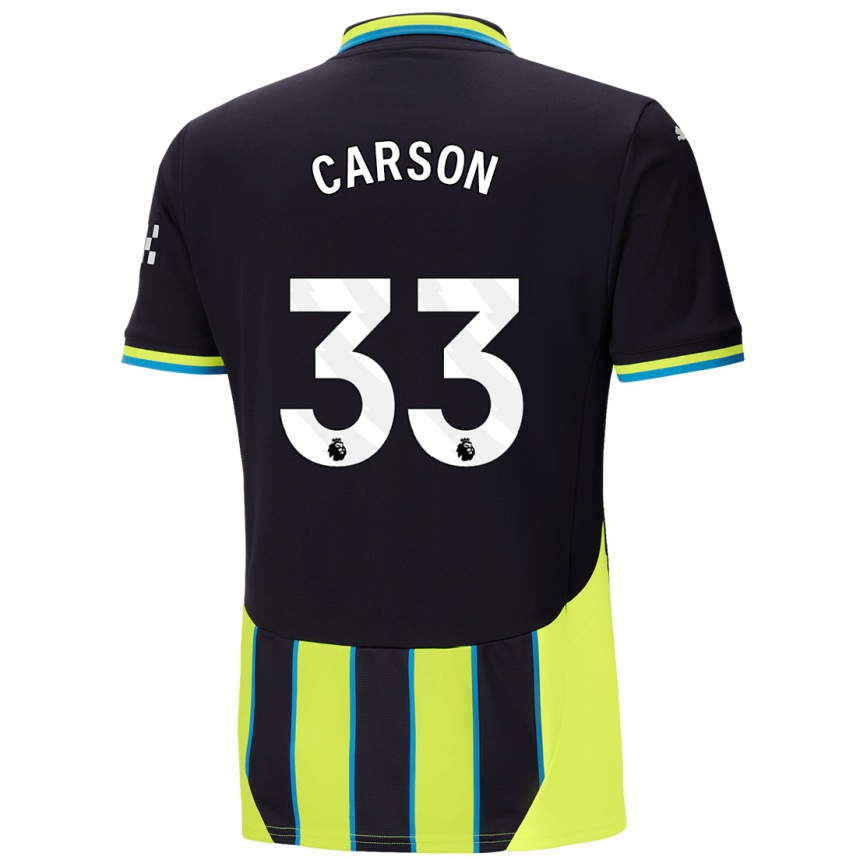 Niño Fútbol Camiseta Scott Carson #33 Azul Amarillo 2ª Equipación 2024/25 Argentina