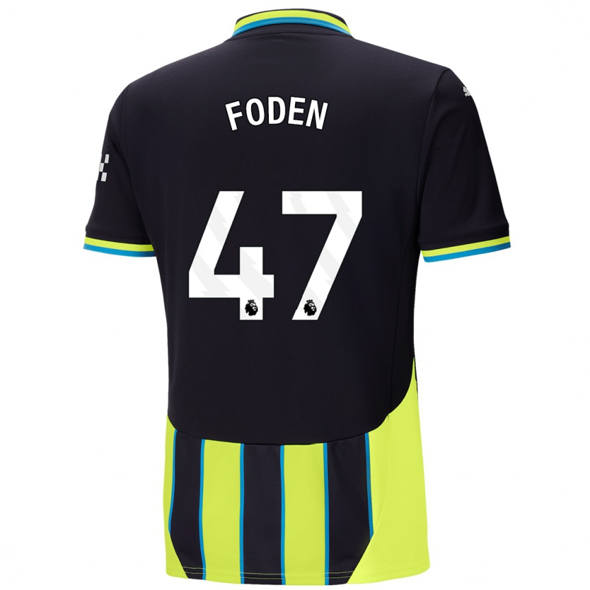 Niño Fútbol Camiseta Phil Foden #47 Azul Amarillo 2ª Equipación 2024/25 Argentina