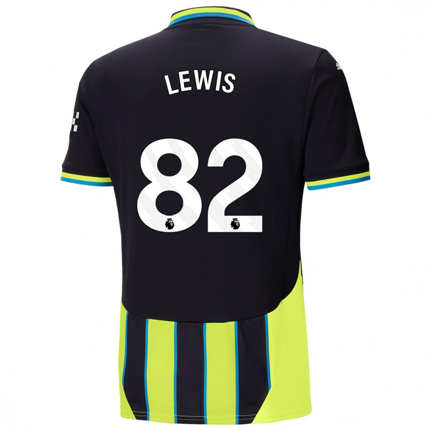 Niño Fútbol Camiseta Rico Lewis #82 Azul Amarillo 2ª Equipación 2024/25 Argentina