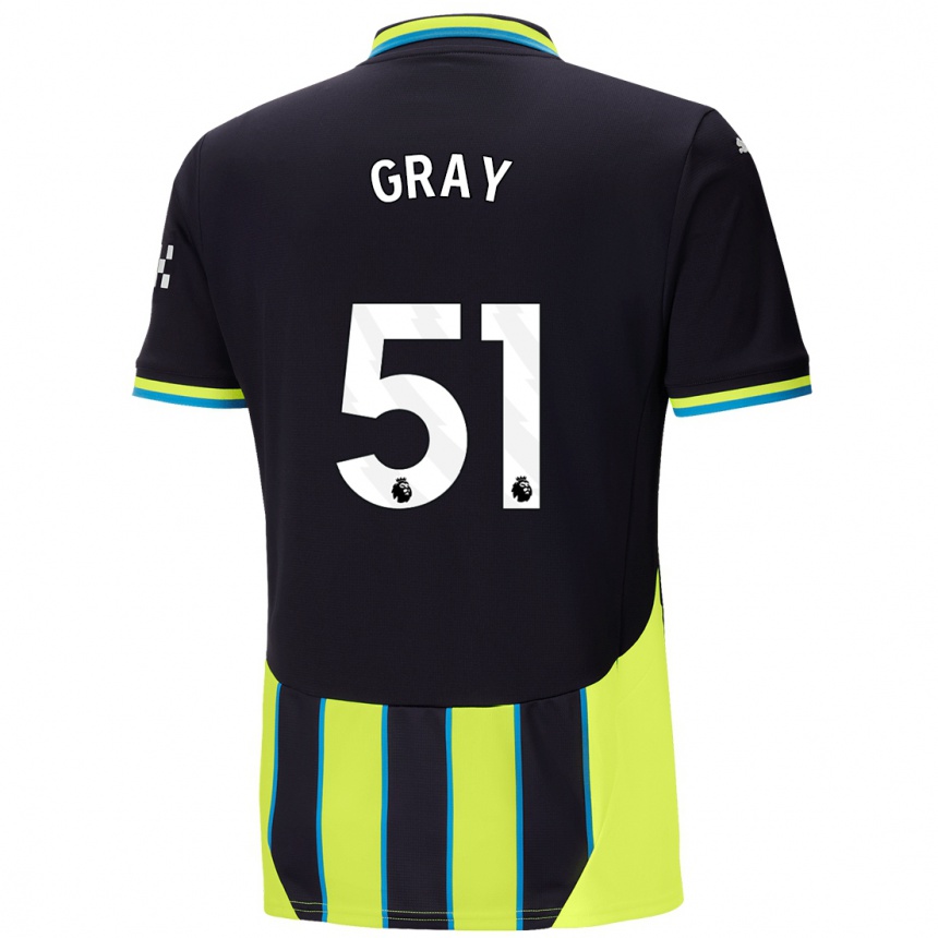 Niño Fútbol Camiseta Charlie Gray #51 Azul Amarillo 2ª Equipación 2024/25 Argentina