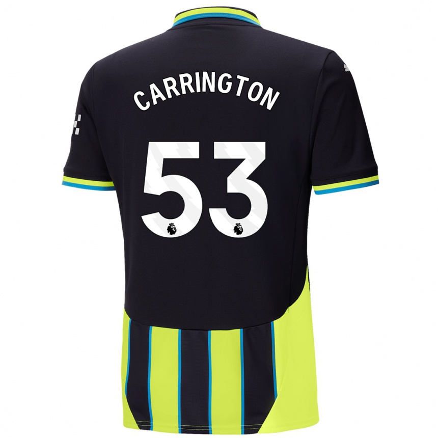 Niño Fútbol Camiseta Ezra Carrington #53 Azul Amarillo 2ª Equipación 2024/25 Argentina