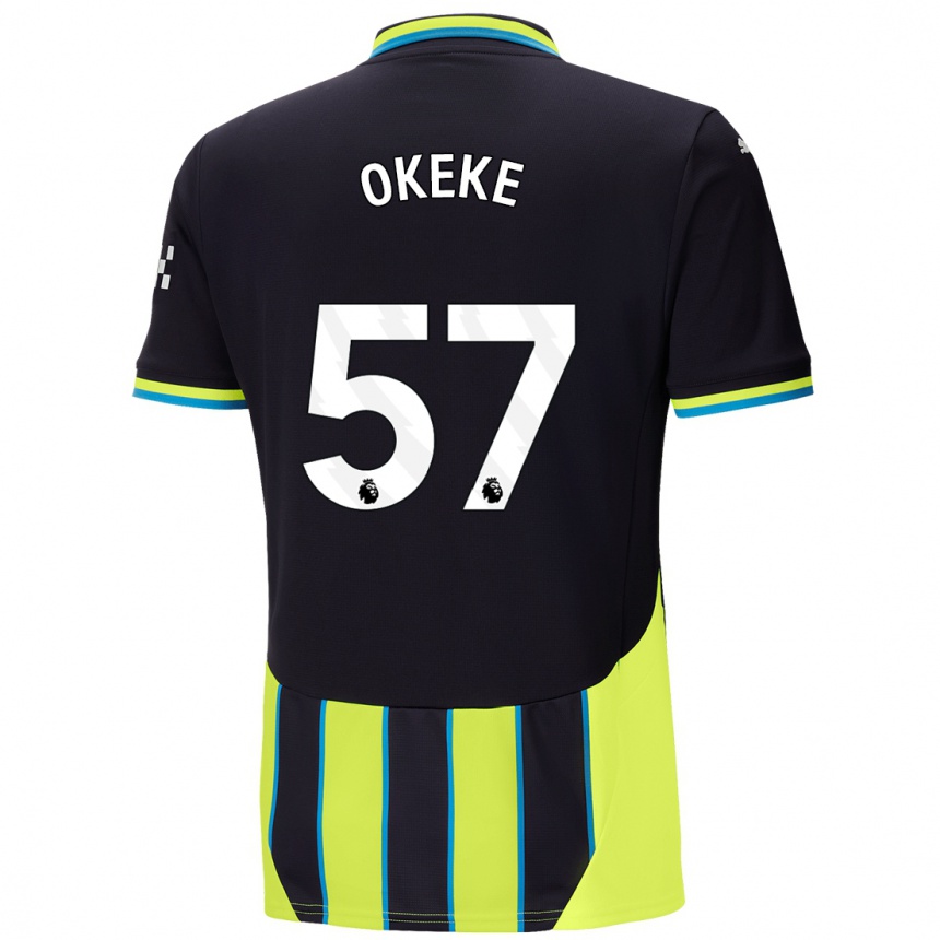 Niño Fútbol Camiseta Michael Okeke #57 Azul Amarillo 2ª Equipación 2024/25 Argentina