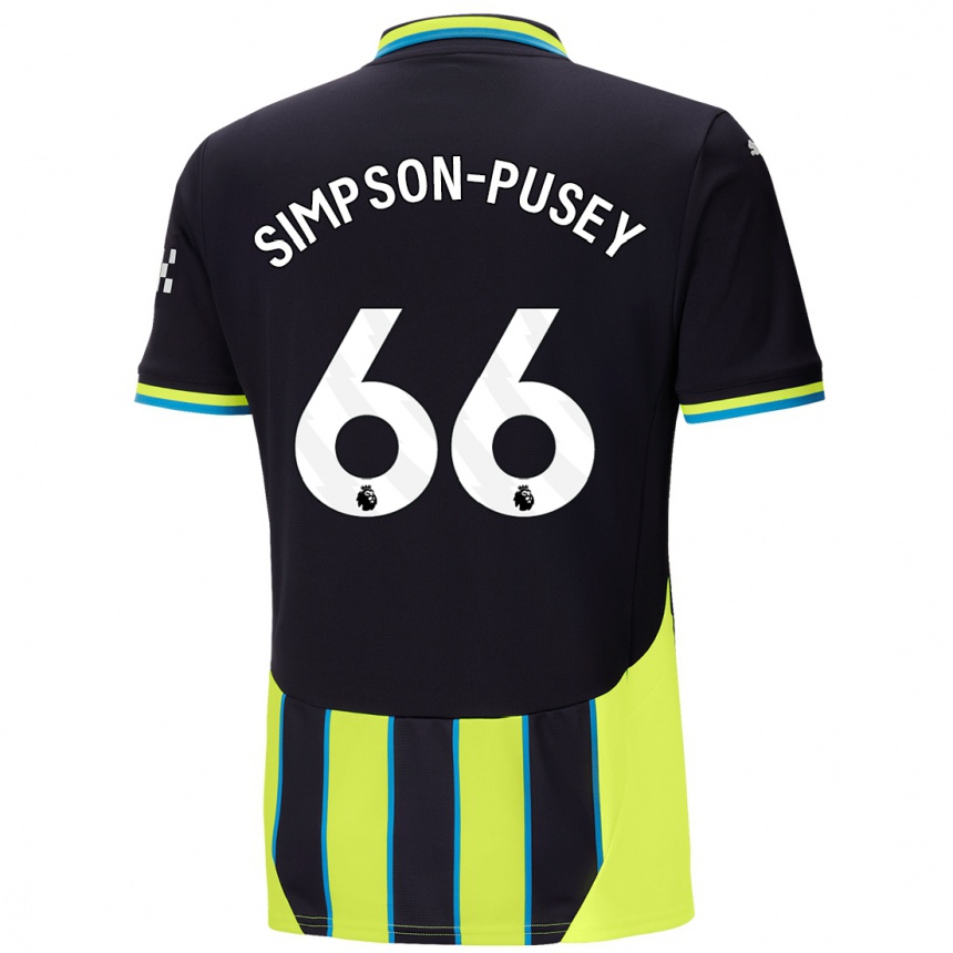 Niño Fútbol Camiseta Jahmai Simpson-Pusey #66 Azul Amarillo 2ª Equipación 2024/25 Argentina