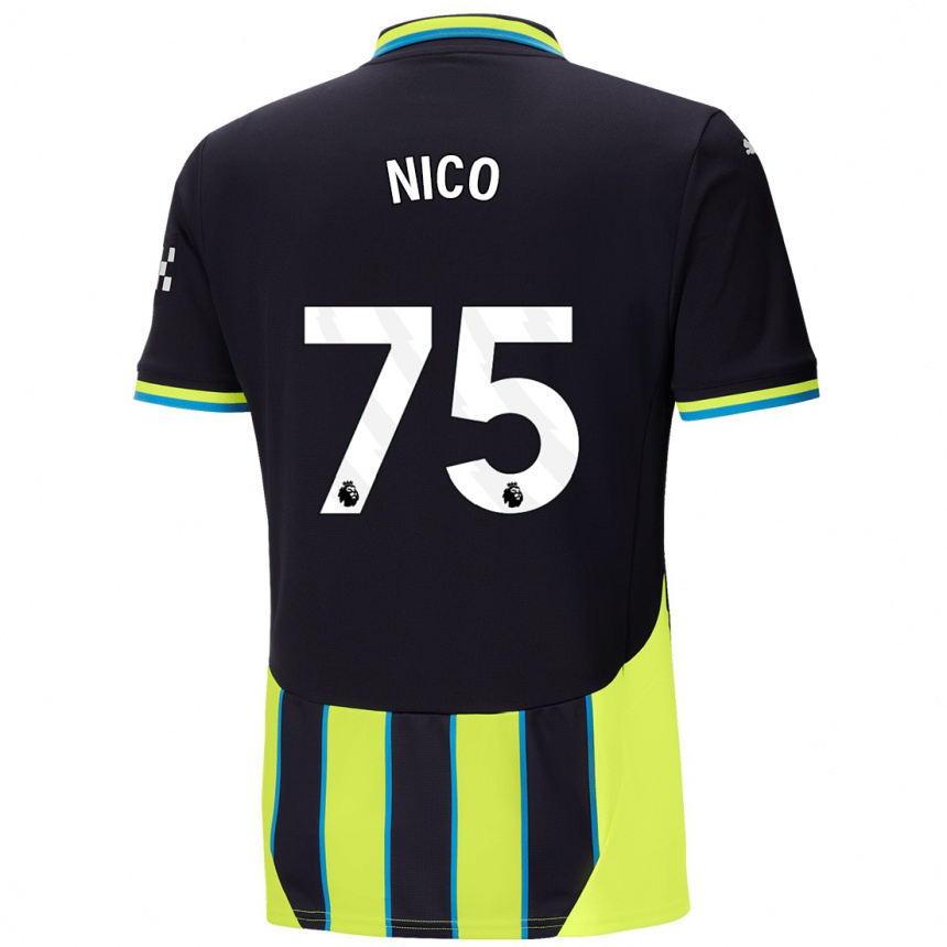 Niño Fútbol Camiseta Nico O'reilly #75 Azul Amarillo 2ª Equipación 2024/25 Argentina