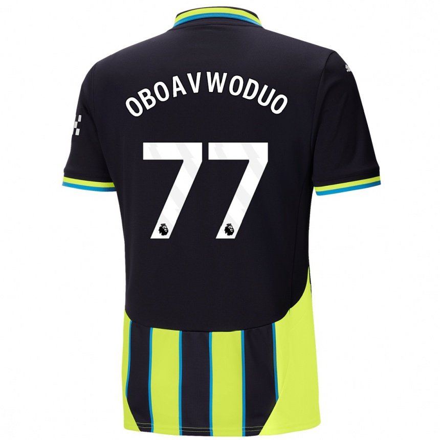 Niño Fútbol Camiseta Justin Oboavwoduo #77 Azul Amarillo 2ª Equipación 2024/25 Argentina