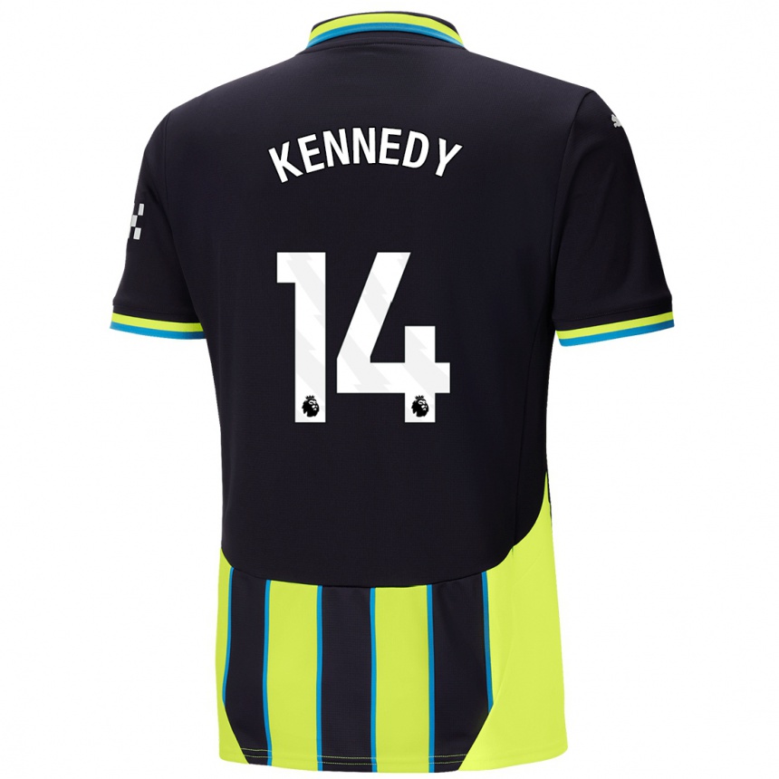 Niño Fútbol Camiseta Alanna Kennedy #14 Azul Amarillo 2ª Equipación 2024/25 Argentina