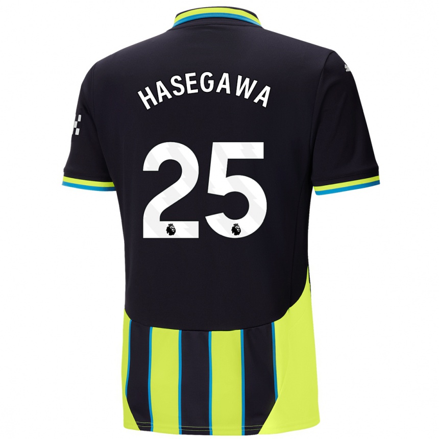 Niño Fútbol Camiseta Yui Hasegawa #25 Azul Amarillo 2ª Equipación 2024/25 Argentina