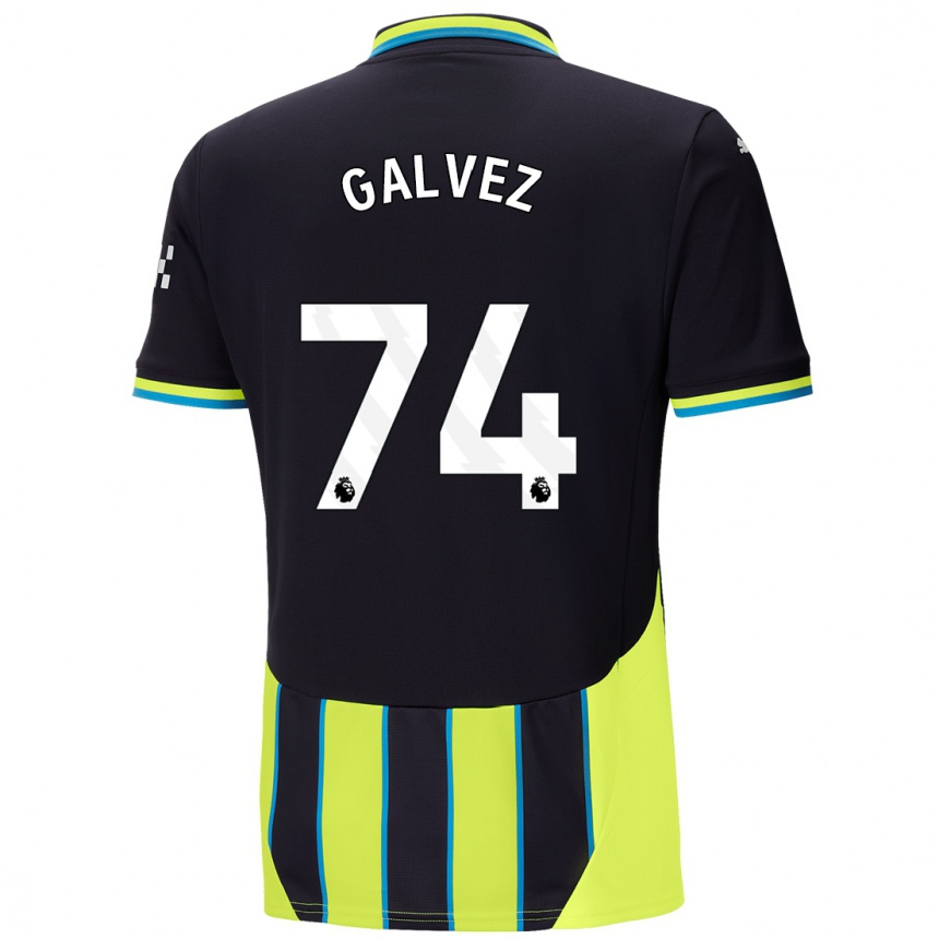 Niño Fútbol Camiseta Tomas Galvez #74 Azul Amarillo 2ª Equipación 2024/25 Argentina