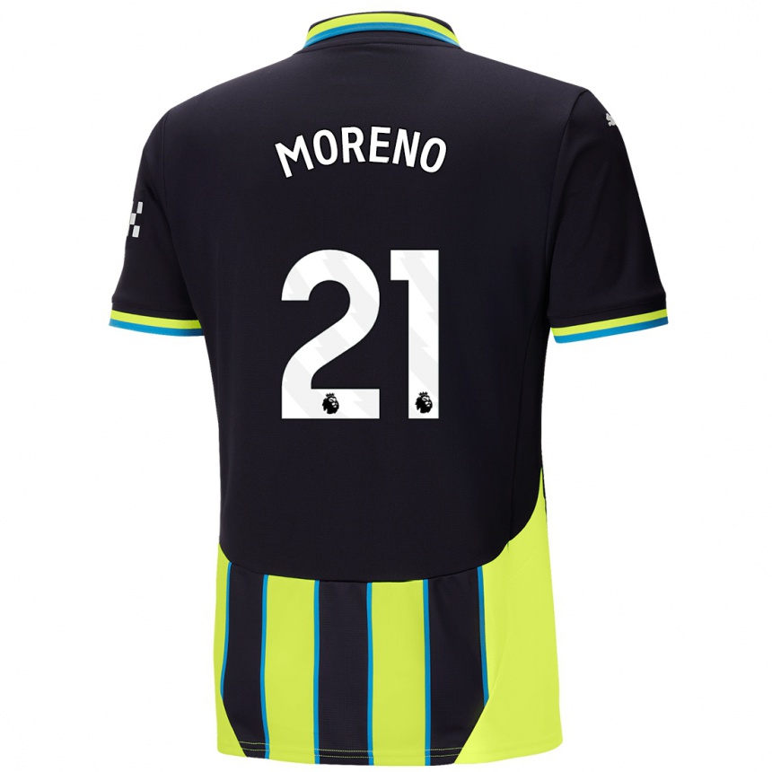 Niño Fútbol Camiseta Marlos Moreno #21 Azul Amarillo 2ª Equipación 2024/25 Argentina