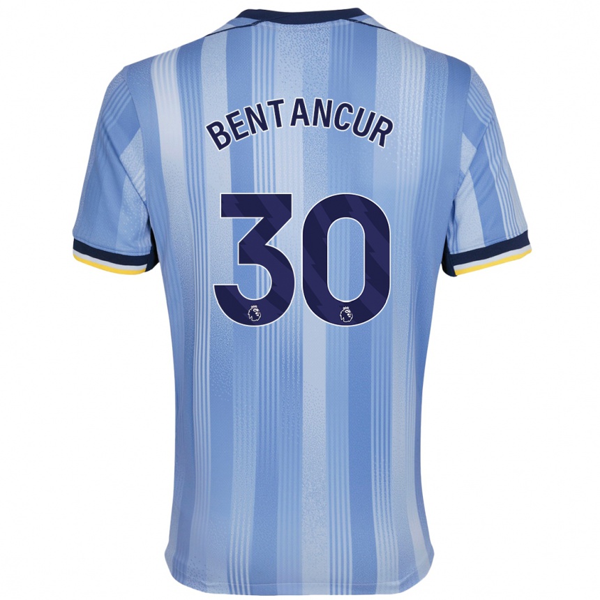 Niño Fútbol Camiseta Rodrigo Bentancur #30 Azul Claro 2ª Equipación 2024/25 Argentina