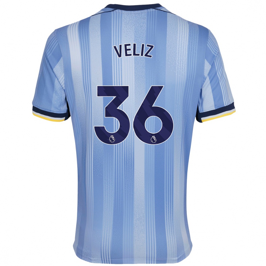 Niño Fútbol Camiseta Alejo Véliz #36 Azul Claro 2ª Equipación 2024/25 Argentina