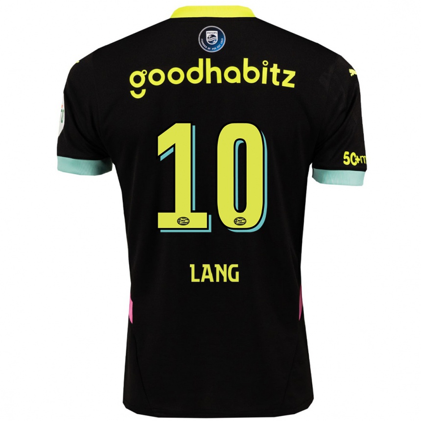 Niño Fútbol Camiseta Noa Lang #10 Negro Amarillo 2ª Equipación 2024/25 Argentina