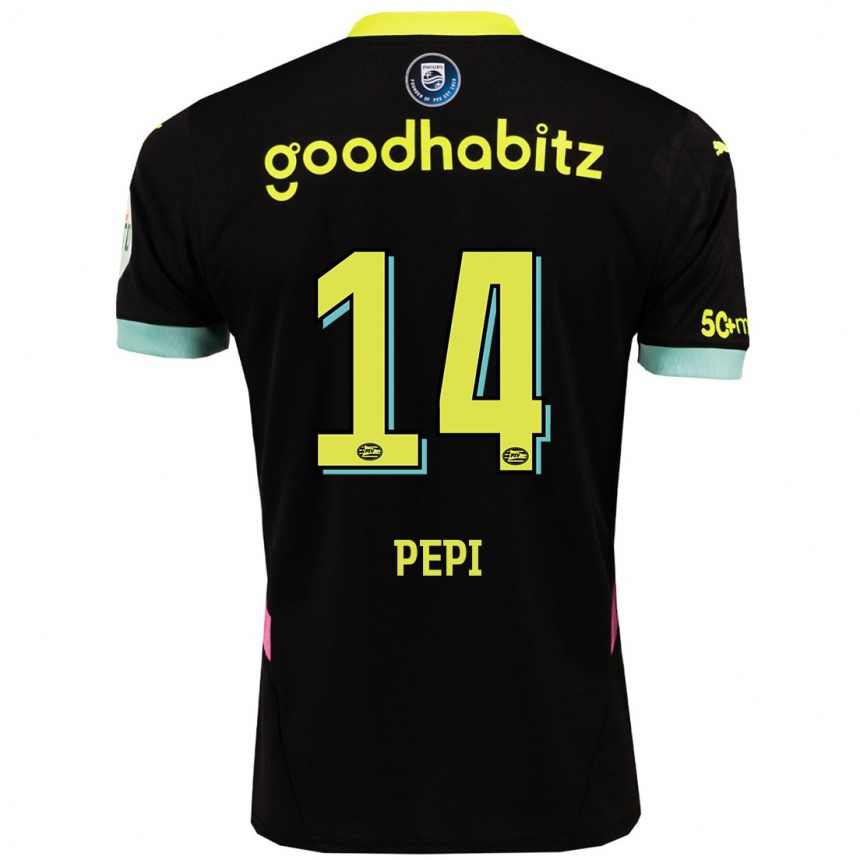 Niño Fútbol Camiseta Ricardo Pepi #14 Negro Amarillo 2ª Equipación 2024/25 Argentina