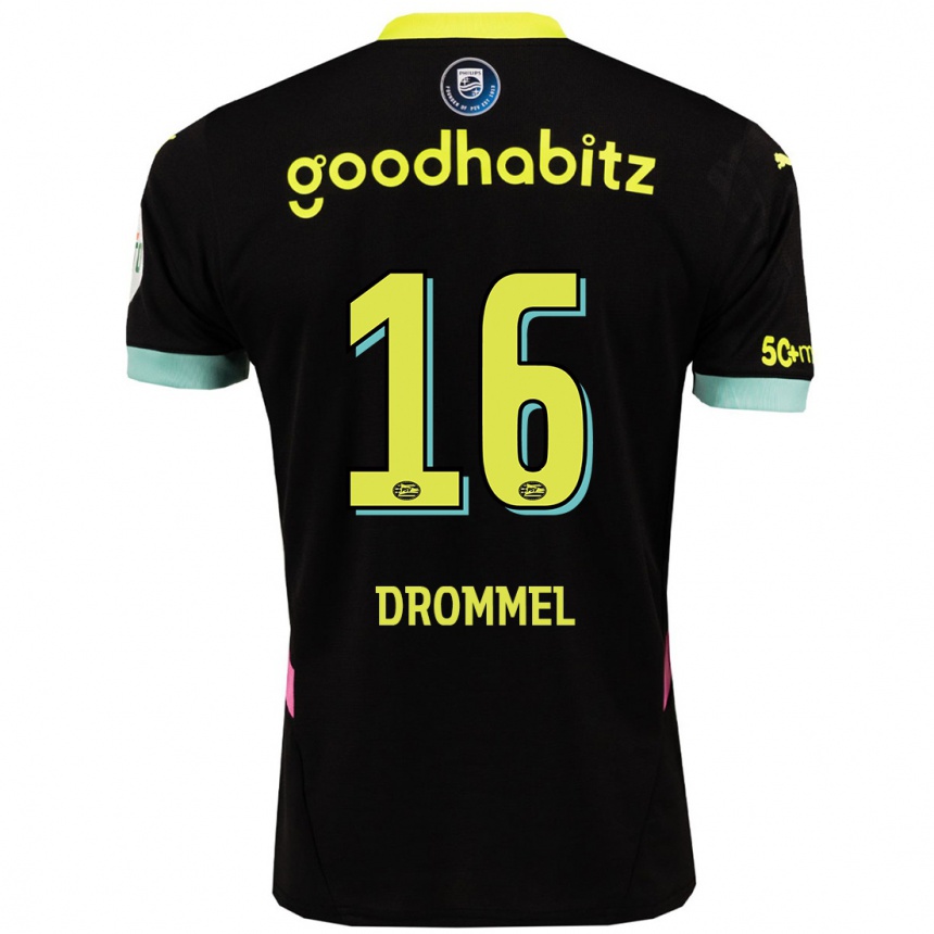 Niño Fútbol Camiseta Joël Drommel #16 Negro Amarillo 2ª Equipación 2024/25 Argentina