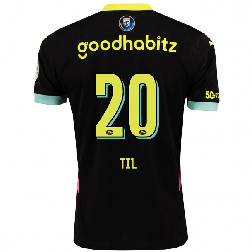 Niño Fútbol Camiseta Guus Til #20 Negro Amarillo 2ª Equipación 2024/25 Argentina