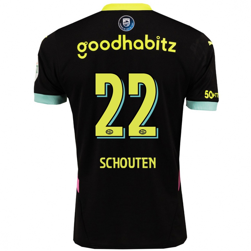 Niño Fútbol Camiseta Jerdy Schouten #22 Negro Amarillo 2ª Equipación 2024/25 Argentina