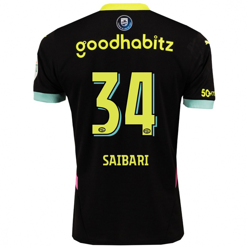 Niño Fútbol Camiseta Ismael Saibari #34 Negro Amarillo 2ª Equipación 2024/25 Argentina