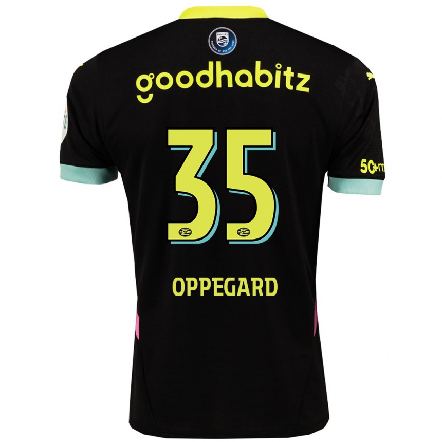 Niño Fútbol Camiseta Fredrik Oppegard #35 Negro Amarillo 2ª Equipación 2024/25 Argentina