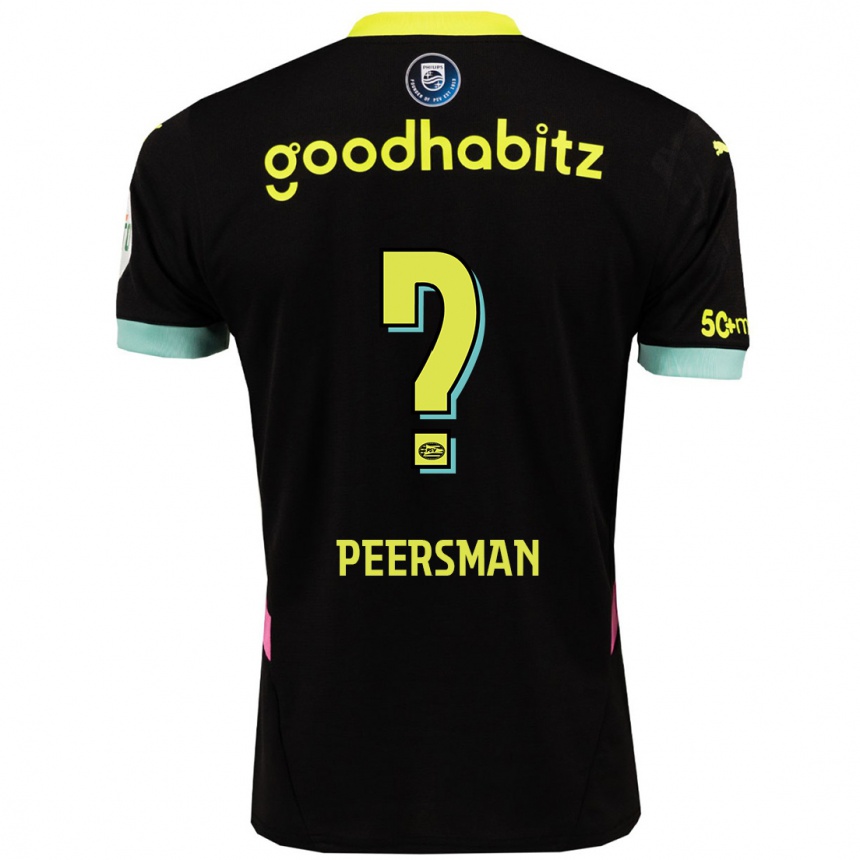 Niño Fútbol Camiseta Kjell Peersman #0 Negro Amarillo 2ª Equipación 2024/25 Argentina