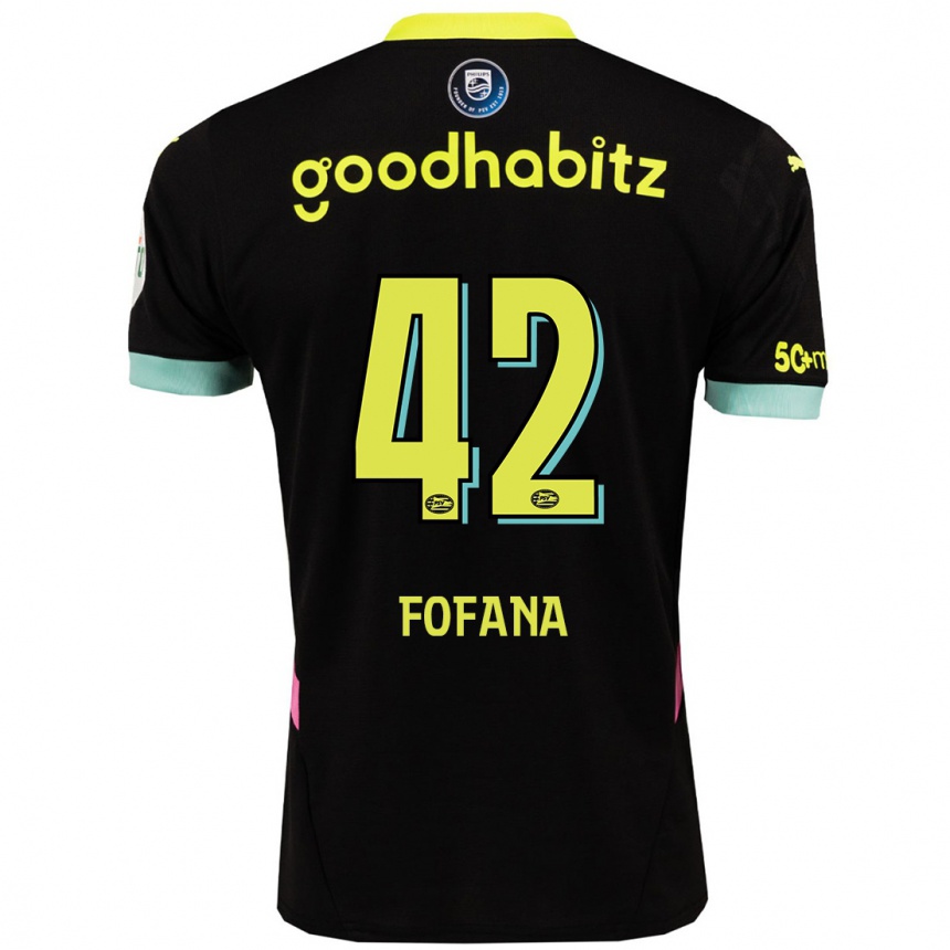 Niño Fútbol Camiseta Fode Fofana #42 Negro Amarillo 2ª Equipación 2024/25 Argentina