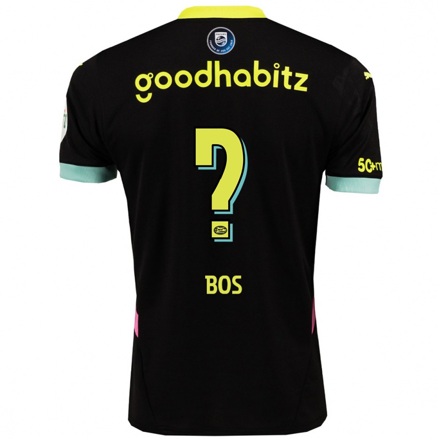 Niño Fútbol Camiseta Floris Bos #0 Negro Amarillo 2ª Equipación 2024/25 Argentina