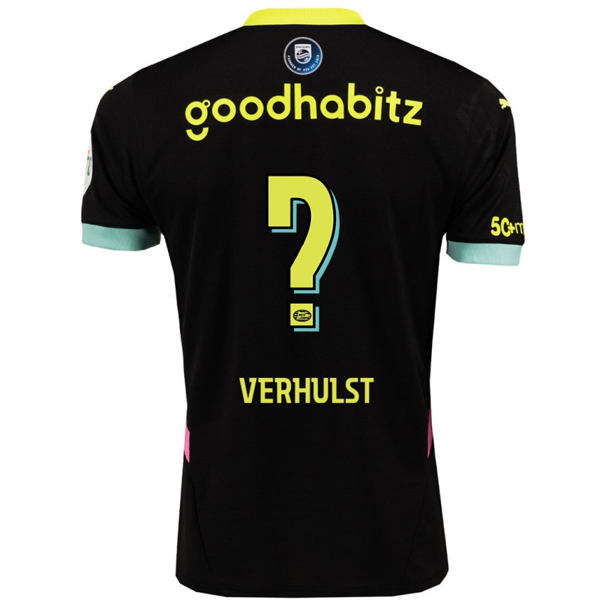 Niño Fútbol Camiseta Gino Verhulst #0 Negro Amarillo 2ª Equipación 2024/25 Argentina