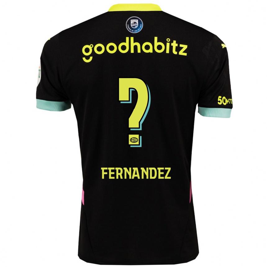 Niño Fútbol Camiseta Noah Fernandez #0 Negro Amarillo 2ª Equipación 2024/25 Argentina