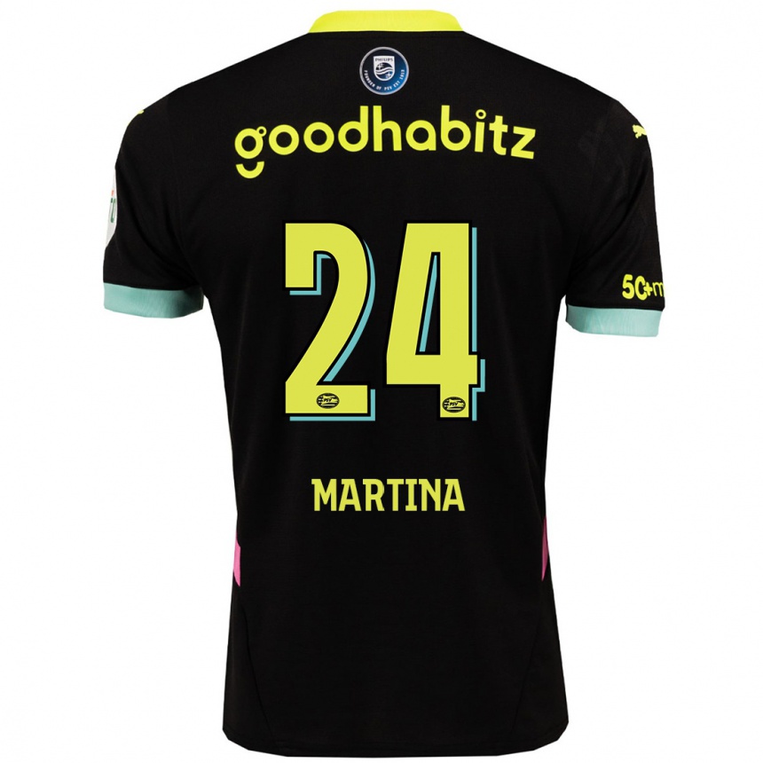 Niño Fútbol Camiseta Shijona Martina #24 Negro Amarillo 2ª Equipación 2024/25 Argentina