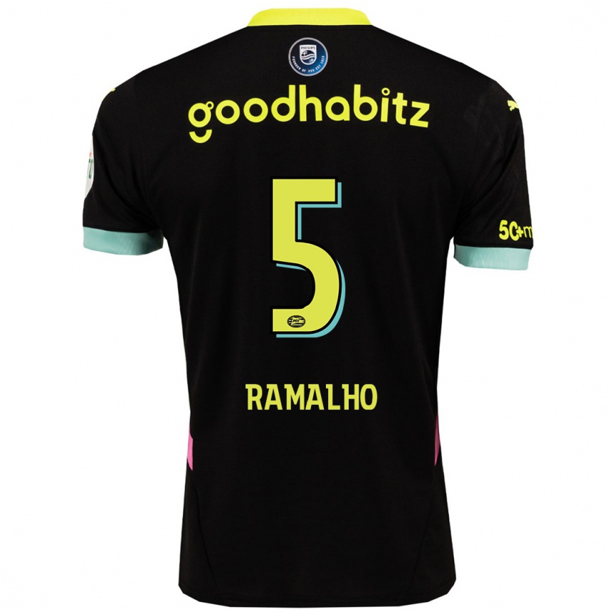 Niño Fútbol Camiseta André Ramalho #5 Negro Amarillo 2ª Equipación 2024/25 Argentina